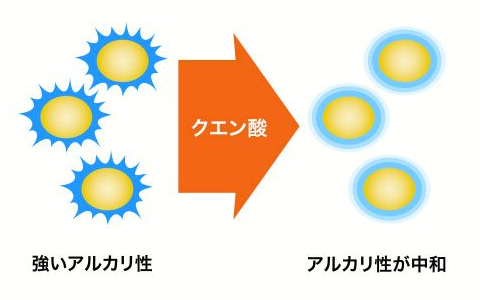 クエン酸を加えることでアルカリ性を中和させて胃の負担を軽減できる